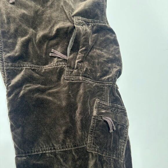 Sundance Womens Pants Size P14 Petite Brown Cargo Velvet Zipper Hem Drawstring - Picture 7 of 11